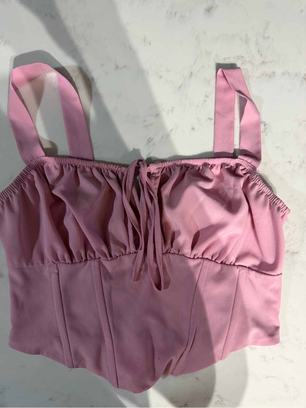 Kendall & Kylie Light Pink Cropped Tie-Front Bustier Top